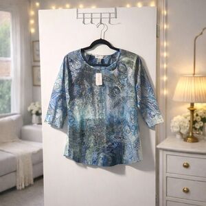 🏷️Christopher & Banks Watercolor Paisley 3/4 Sleeve Blouse Size S